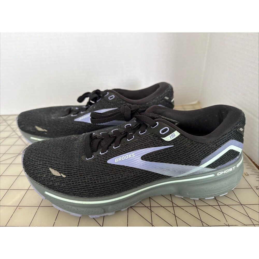 Brooks Ghost 15 Shoes Womens Size 7.5 Black Purple Running Sneakers Good Cond